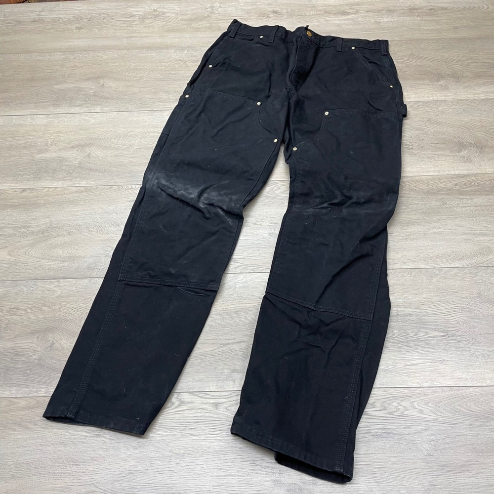 Carhartt B01 Double Front Logger Pants Mens 36x32 Black Duck Canvas Workwear